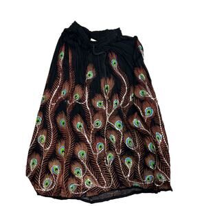 The Om Company Boho Rayon Long skirt Hippie Made in India Peacock One size